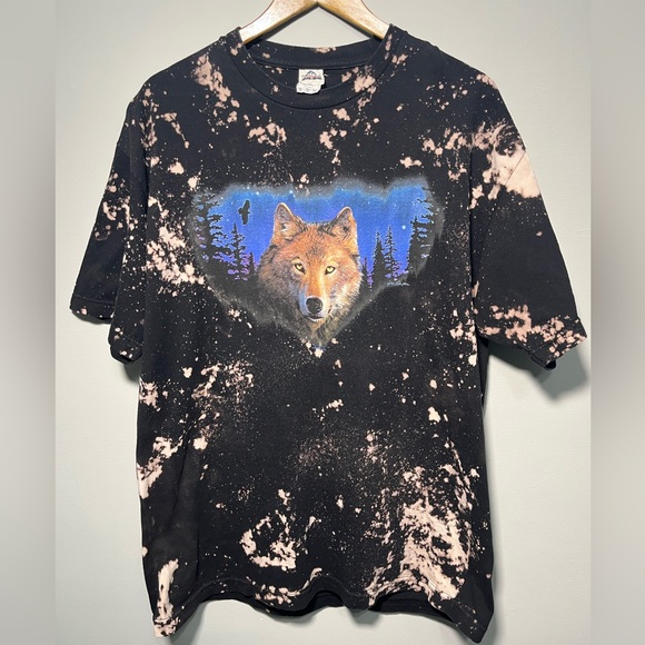 Alstyle Other - Vintage Y2K bleached wolf, nature, graphic T-shirt, men’s XL